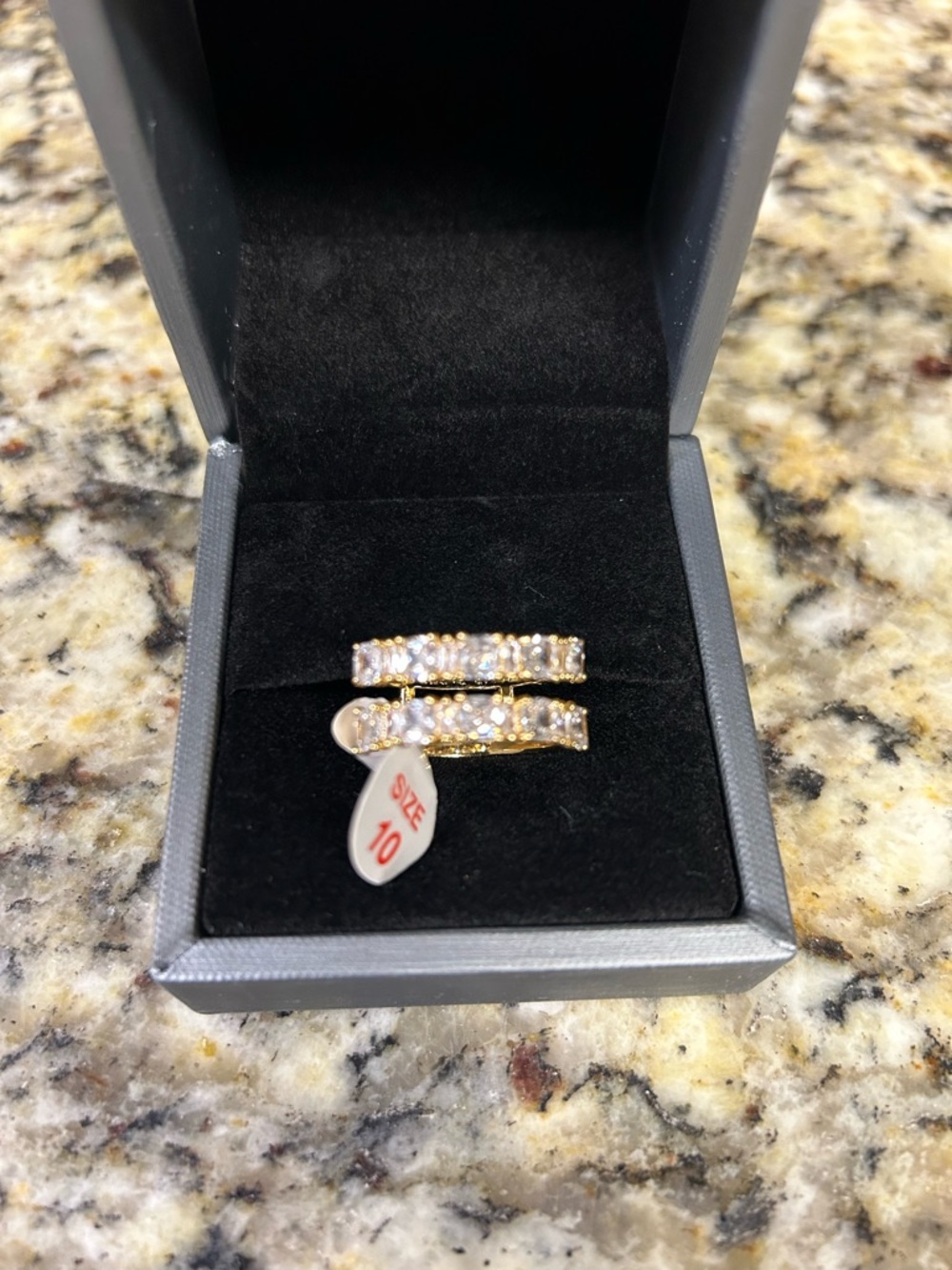 Gold Crystal Band Ring for Women - Size 10
